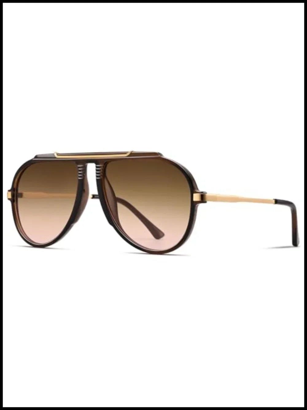 Oversized Retro Aviator Sunglasses with Top Bar UV400 Protection